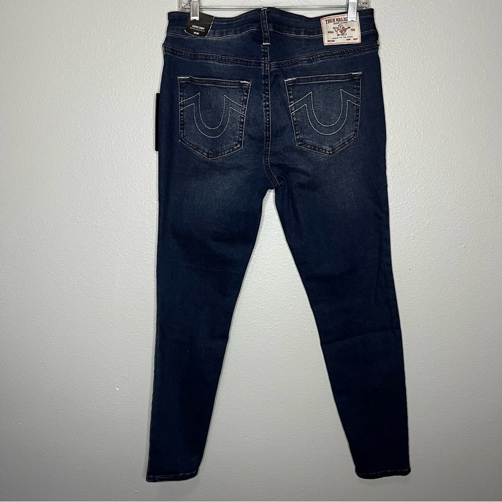 True Religion Jennie Curvy Midrise Super Skinny Women 30 Blue Red Stitch NWT - Picture 8 of 9